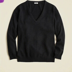 J. Crew Womens V-Neck Cashmere Sweater Black Size Medium